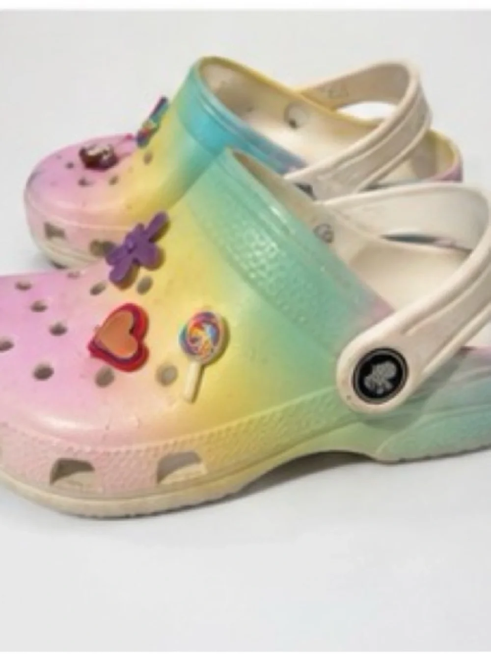 Kids Rainbow Pastel Slip-On Crocs- Pink, Yellow & Green